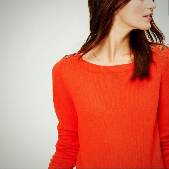 Ann Taylor Loft  Orange Button Boat Collar Button ShoulderSiz… - Picture 4 of 11